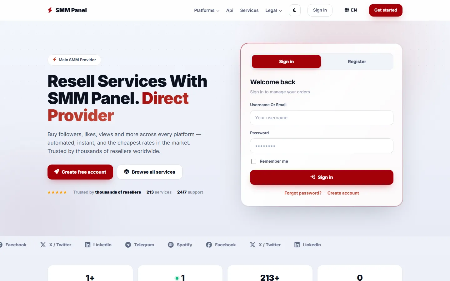 A live SMM panel deployed with PanelLaunch